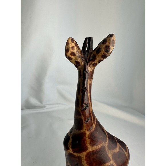 African Style Giraffe Primitive Hand Carved Figurine Statue Folk Art 10” - Picture 9 of 13